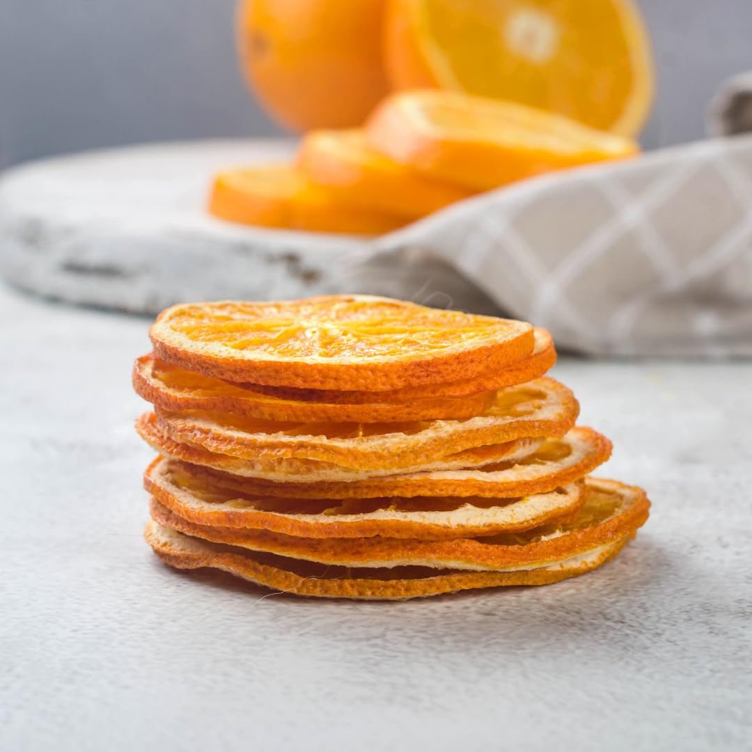 QISU | Felii de portocale uscate în vid 200 g (calitate liofilizată) | Pentru produse de patiserie, cocktailuri, ceai, vin fiert, decorațiuni | 100% portocale, fără zahăr adăugat Produse deshidratate Naty Shop