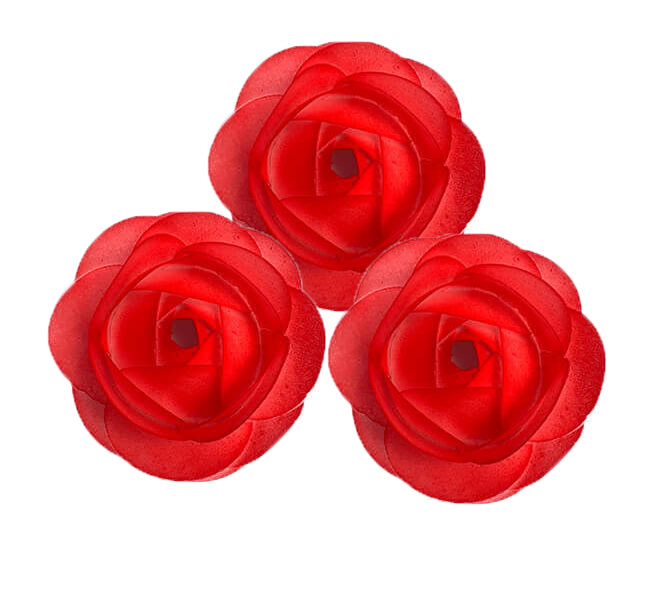 VafaDelici Set 3 Decoratiuni Comestibile Din Vafa Trandafiri Rosii - Aspect Artistic Pentru Prajituri