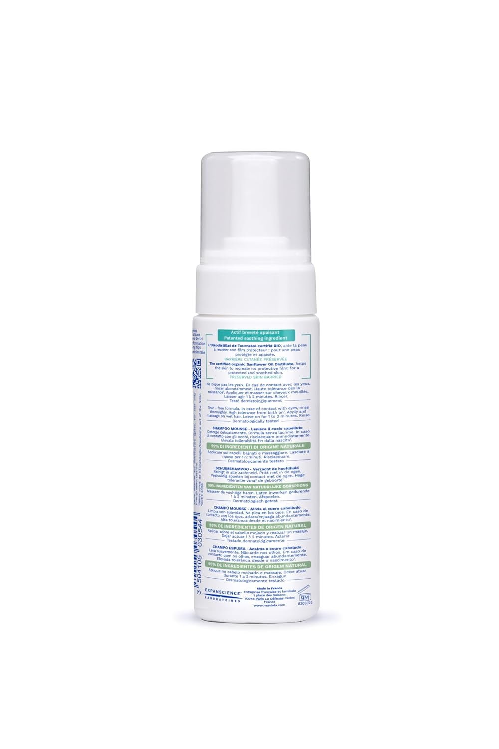 Șampon mousse pentru cruste de lapte, păr, bebeluși, copii, întreaga familie - Ajută la îndepărtarea crustă de lapte, curățare delicată, fără usturime (150ml) Copii - Baie si Skincare Naty Shop
