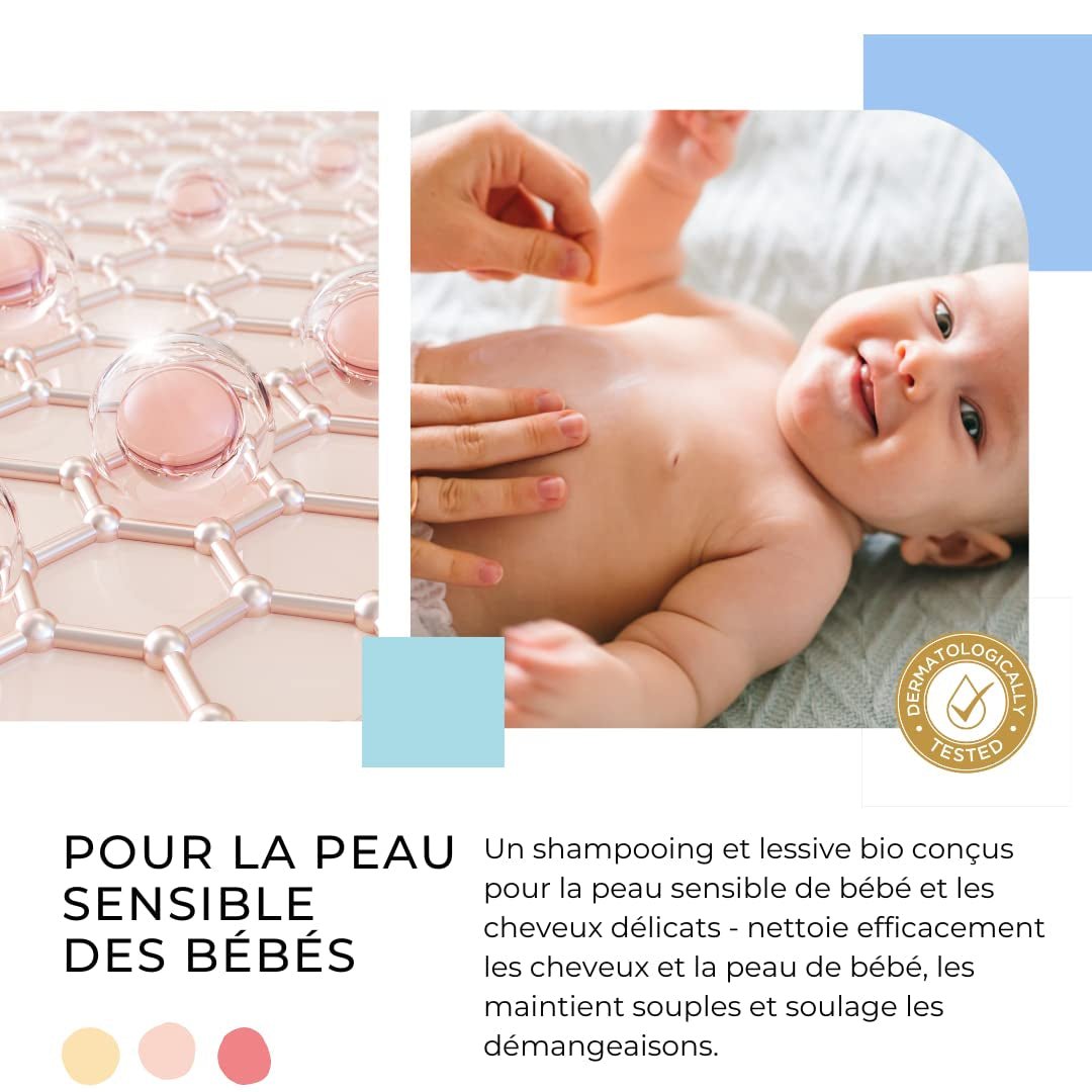 Șampon și gel de curățare 2 în 1 Daily Gentle Baby Shampoo & Cleansing Gel - vegan și organic - cu 98% ingrediente naturale - Șampon fără lacrimi pentru copii și bebeluși - 300 ml Copii - Baie si Skincare Naty Shop