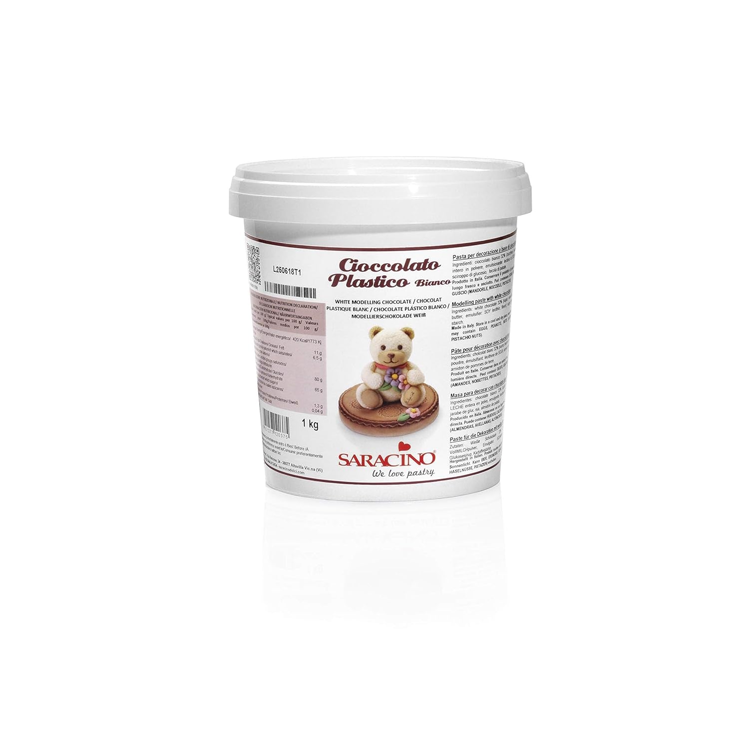 Saracino Ciocolată albă pentru modelare Pentru decorare și modelare 1 Kg Made In Italy Pasta de zahar Naty Shop Fildeș