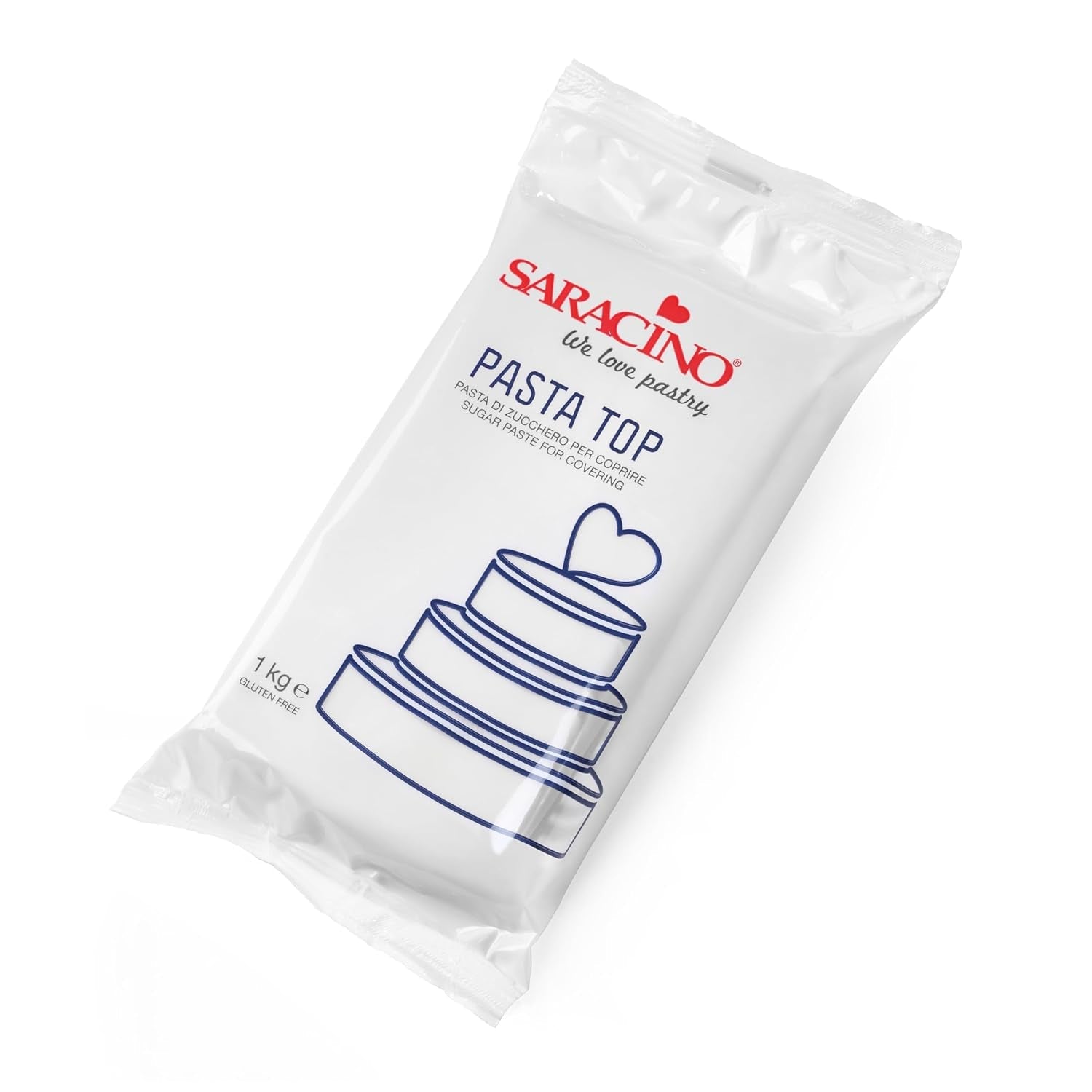 Saracino Fondant Top, Pasta de Zahar Pentru Acoperire 1 kg, Made In Italy Pasta de zahar Naty Shop Alb