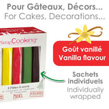 ScrapCooking - Set de 5 Fondant - alb, galben, roșu, verde și maro - 5 x 80g - pastă de zahăr pentru prăjituri Decorațiuni pentru torturi Ziua de naștere Crăciun - fără gluten și fără ulei de palmier - 7257 Pasta de zahar Naty Shop