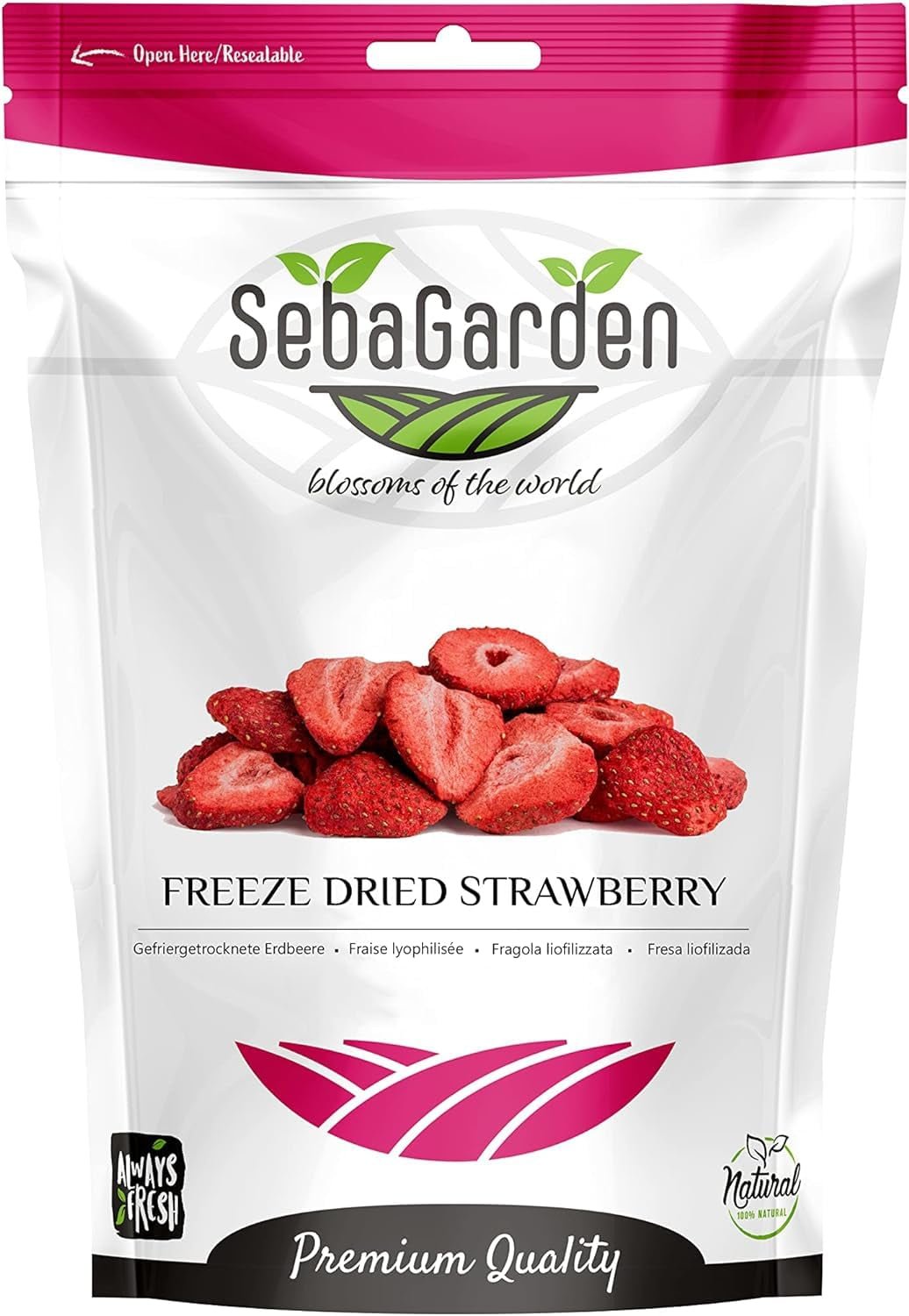 Seba Garden Premium căpșuni liofilizate, căpșuni mediteraneene delicioase, fără OMG și vegane (100 g) Produse deshidratate Magazinul meu 100 G