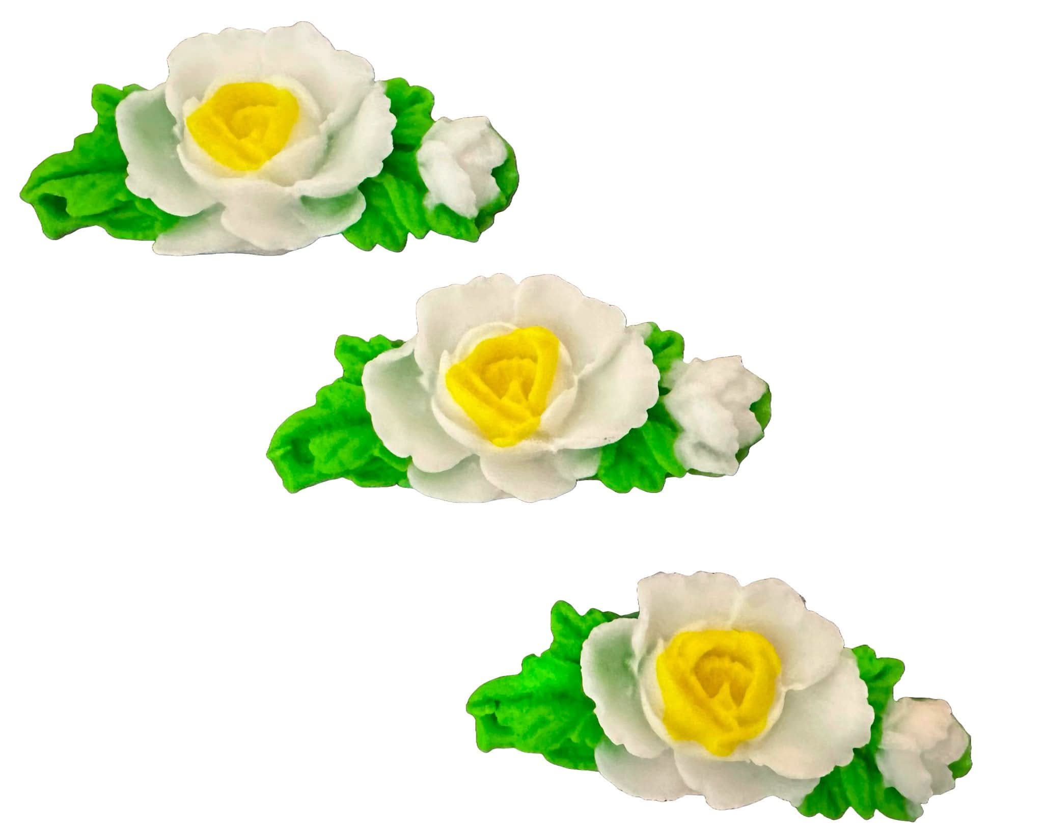 Set 3 decoratiuni comestibile din zahar, trandafiri Decoratiuni din Pasta de Zahar Nati Shop