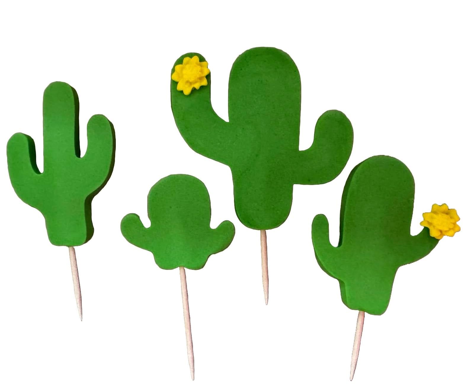 Set 4 decoratiuni comestibile din zahar, Cactusi Decoratiuni din Pasta de Zahar Nati Shop