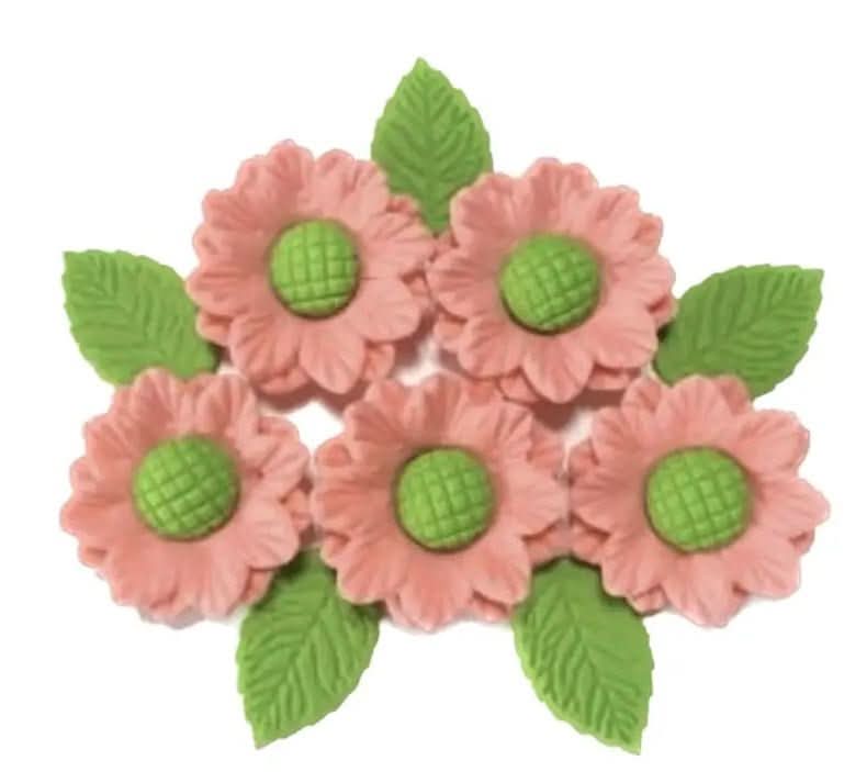 Set decoratiuni comestibile din zahar, Flori roz Nati Shop
