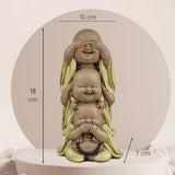 Statuie 3 Buddha râzând - Nu vezi nimic - Nu auzi nimic - Nu spui nimic - Baby Buddha Ansamblu simbolic - Stare de spirit pașnică și veselă - Decor Zen -H 18 cm - Zen'Light Statuete si sculpturi Naty Shop