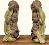 Statuie 3 Buddha râzând - Nu vezi nimic - Nu auzi nimic - Nu spui nimic - Baby Buddha Ansamblu simbolic - Stare de spirit pașnică și veselă - Decor Zen -H 18 cm - Zen'Light Statuete si sculpturi Naty Shop