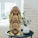 Statuie 3 Buddha râzând - Nu vezi nimic - Nu auzi nimic - Nu spui nimic - Baby Buddha Ansamblu simbolic - Stare de spirit pașnică și veselă - Decor Zen -H 18 cm - Zen'Light Statuete si sculpturi Naty Shop