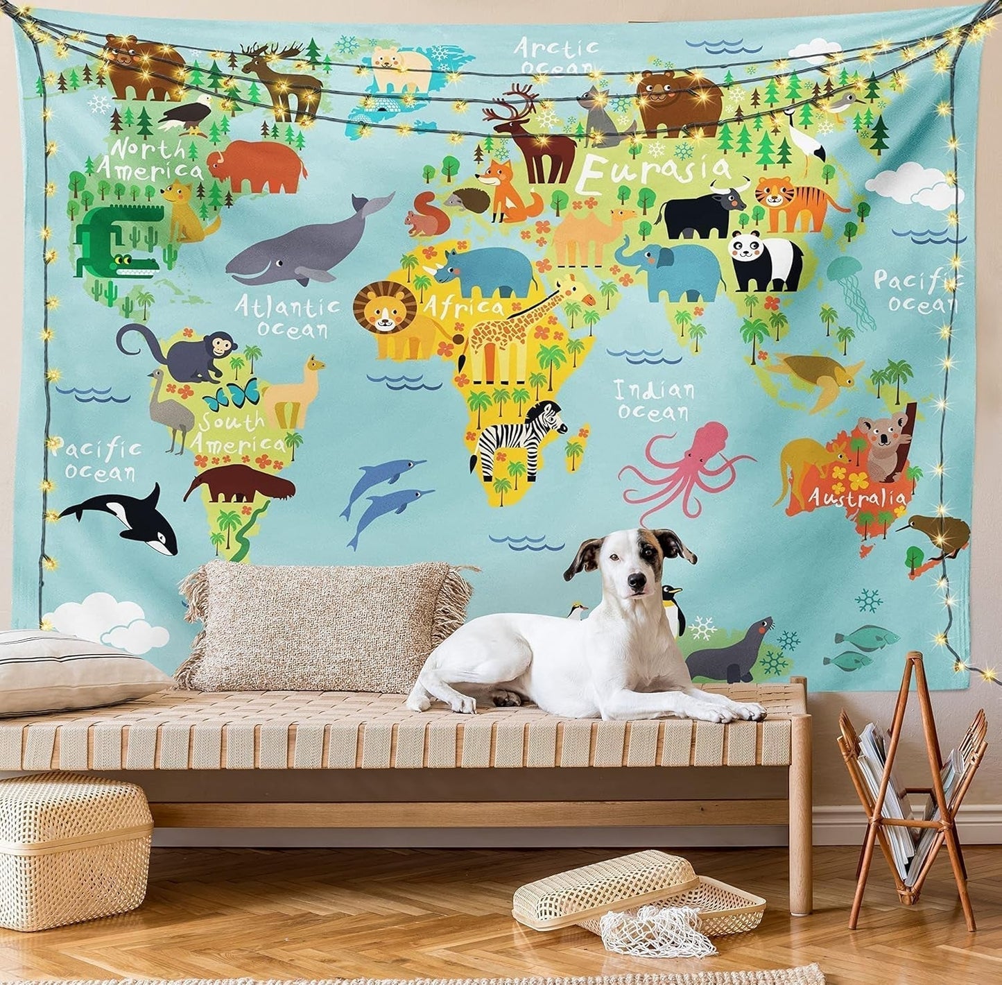 Tapiserie abakuhaus wanderlust harta animala lumii desene Casa - Accesorii si Decoratiuni Naty Shop