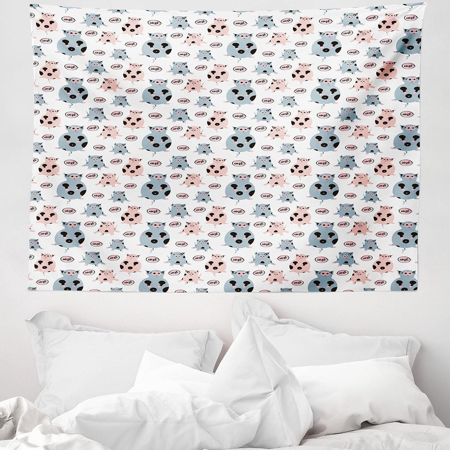 Tapiserie abakuhaus wanderlust harta animala lumii desene Casa - Accesorii si Decoratiuni Naty Shop Gri Albastru 150L X 110B Cm