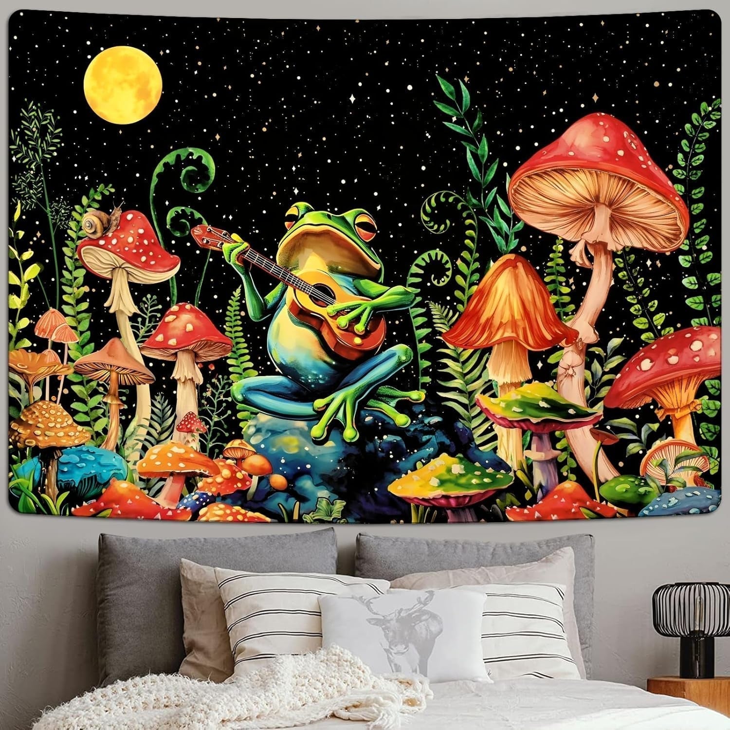 Tapiserie alishomtll broasca ciuperca luna stele colorat Casa - Accesorii si Decoratiuni Naty Shop