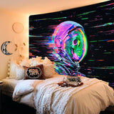 Tapiserie alishomtll fluorescent craniu astronaut negru lumina Casa - Accesorii si Decoratiuni Naty Shop