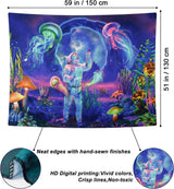 Tapiserie betylifoy black light astronaut reactive plants jellyfish Casa - Accesorii si Decoratiuni Naty Shop