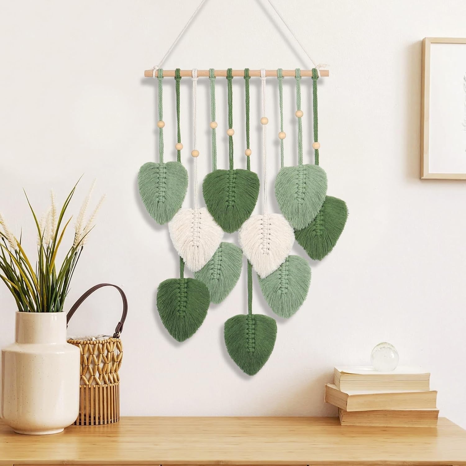 Tapiserie betylifoy margele lemn frunze verzi Casa - Accesorii si Decoratiuni Naty Shop