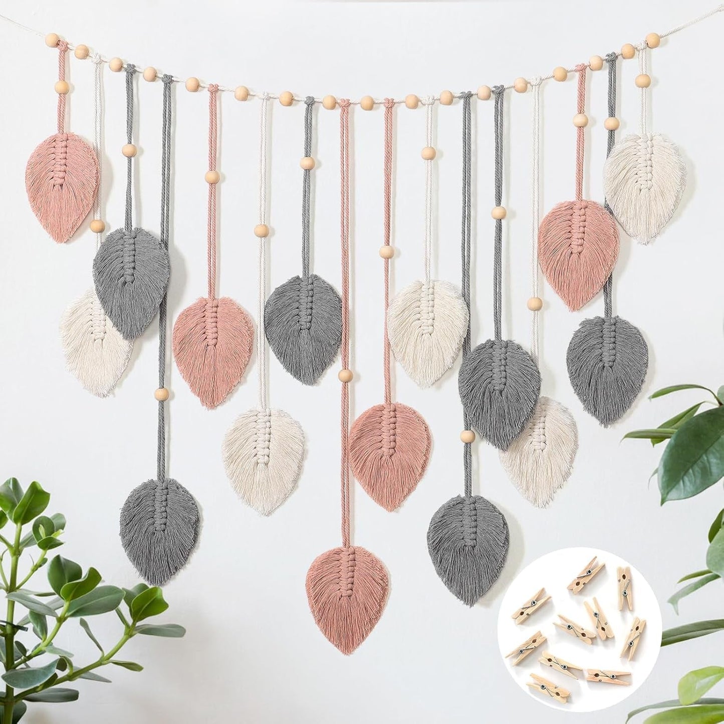 Tapiserie betylifoy wall hanging large deco leaf Casa - Accesorii si Decoratiuni Naty Shop Roz