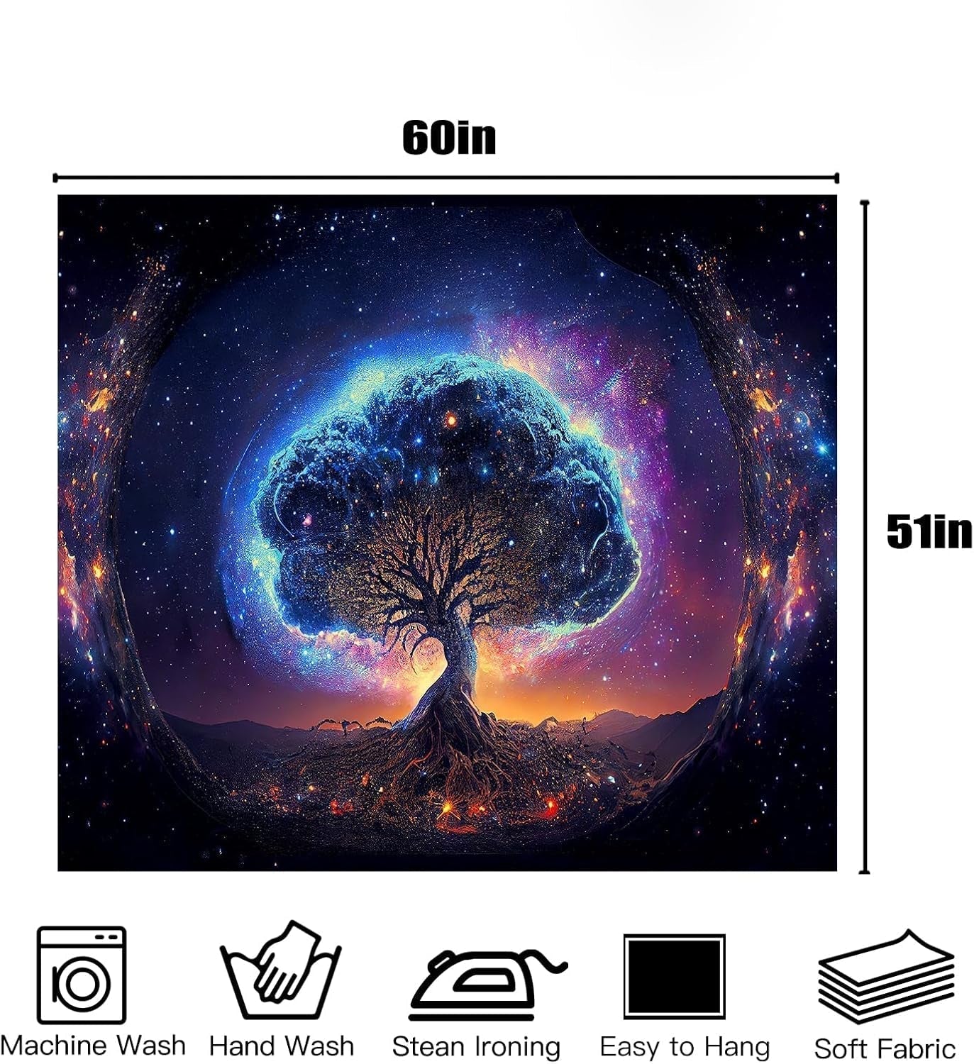 Tapiserie copac lumina neagra spatiala estetica Casa - Accesorii si Decoratiuni Naty Shop