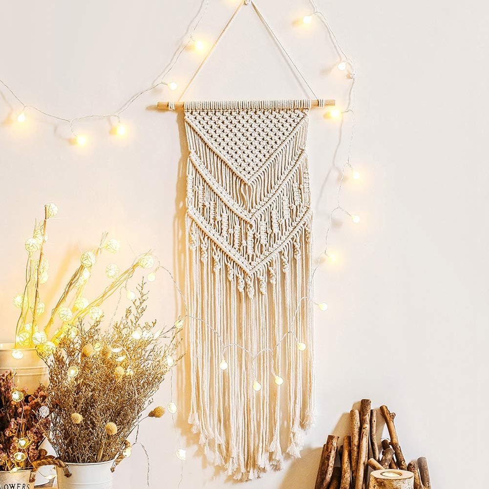 Tapiserie deco dreamcatcher tesute decorare peretelui alb Casa - Accesorii si Decoratiuni Naty Shop Triunghi ciucure
