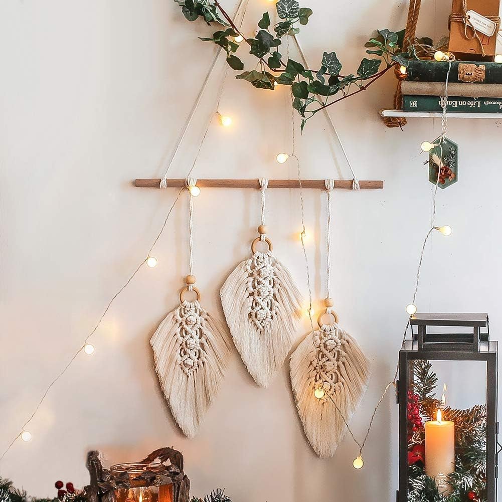 Tapiserie deco dreamcatcher tesute decorare peretelui alb Casa - Accesorii si Decoratiuni Naty Shop Arc cu foi