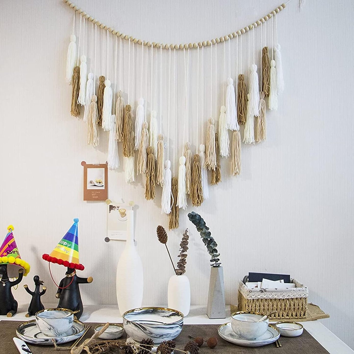 Tapiserie deco hanging woven pastoral wood bead Casa - Accesorii si Decoratiuni Naty Shop