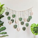 Tapiserie decorare mare tesute margele lemn frunze Casa - Accesorii si Decoratiuni Naty Shop Default Title