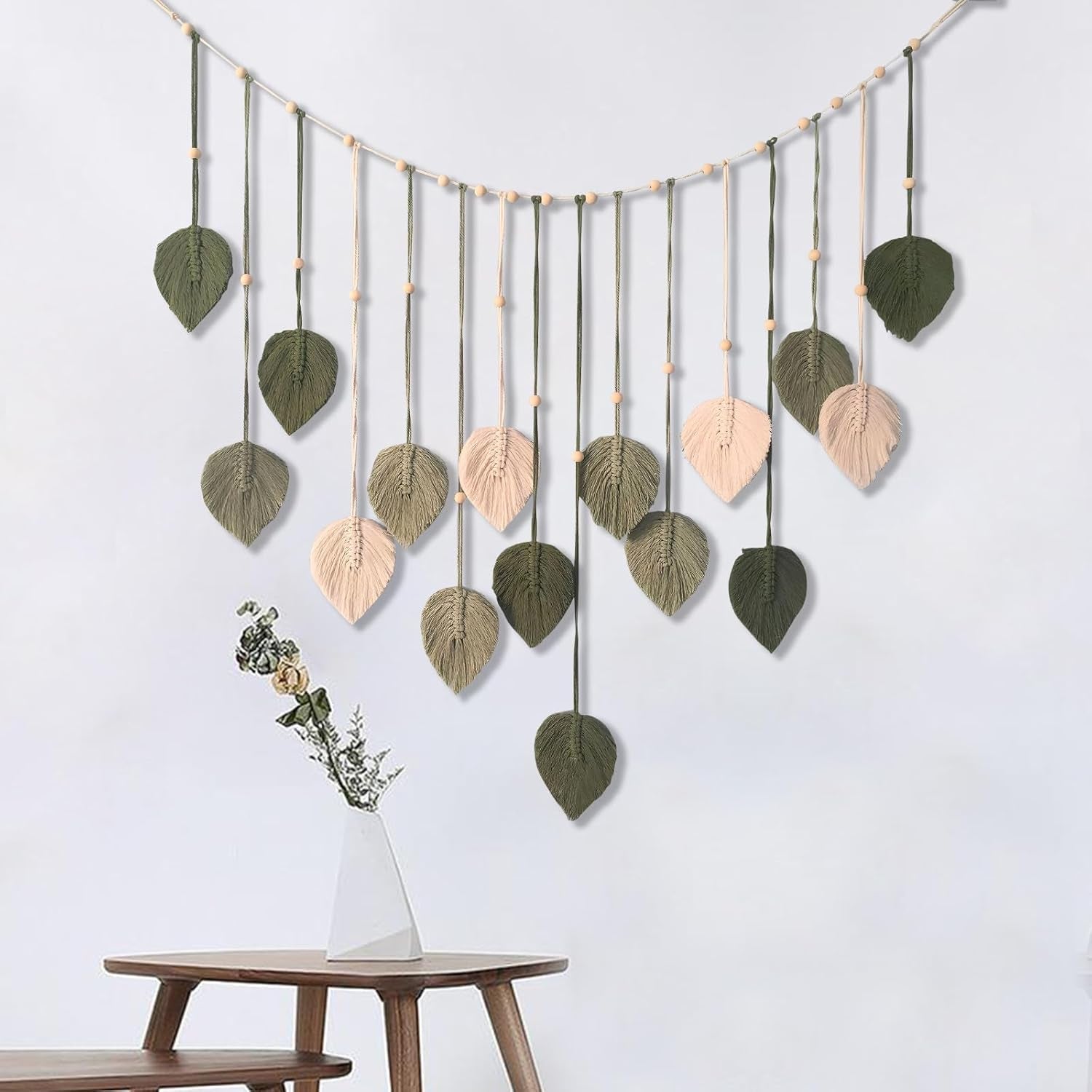 Tapiserie decorare margele lemn frunze design Casa - Accesorii si Decoratiuni Naty Shop Default Title