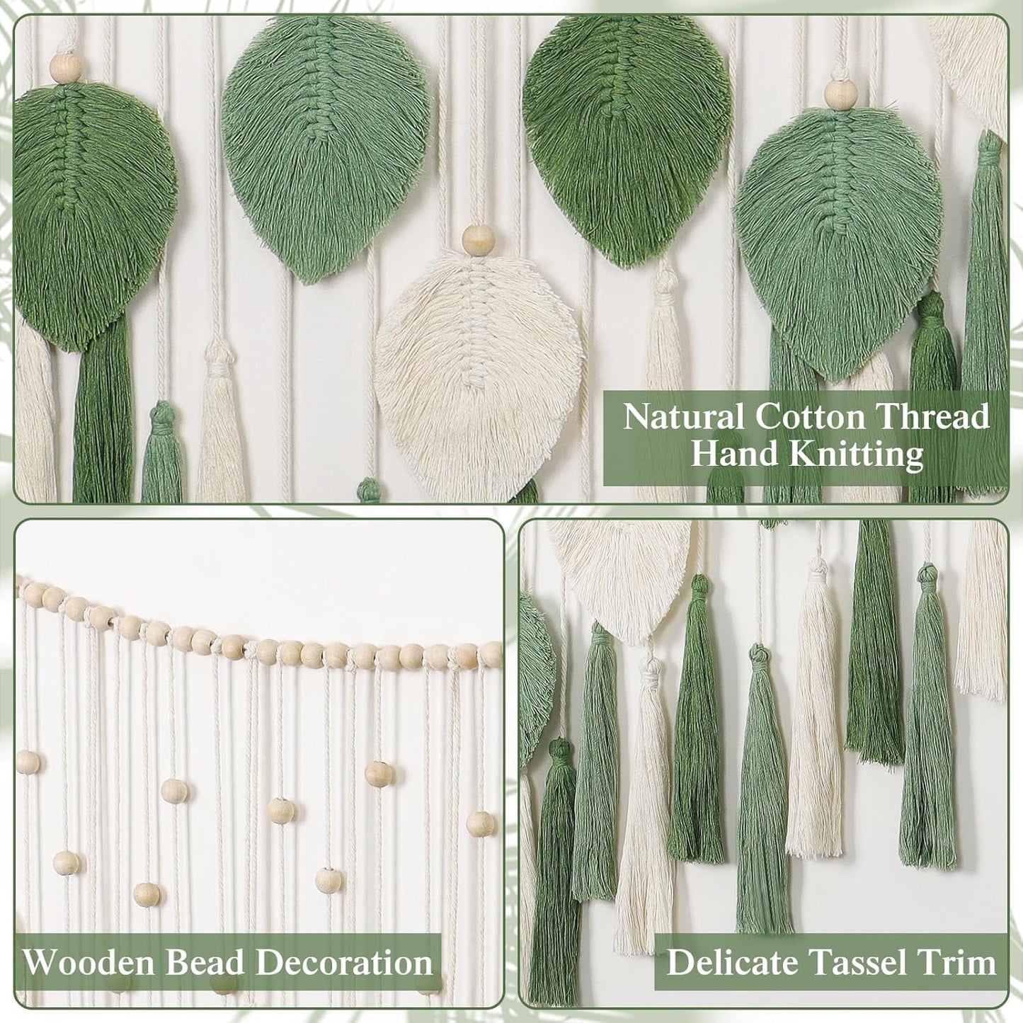 Tapiserie dremisland mare bej frunze verzi ciucure Casa - Accesorii si Decoratiuni Naty Shop