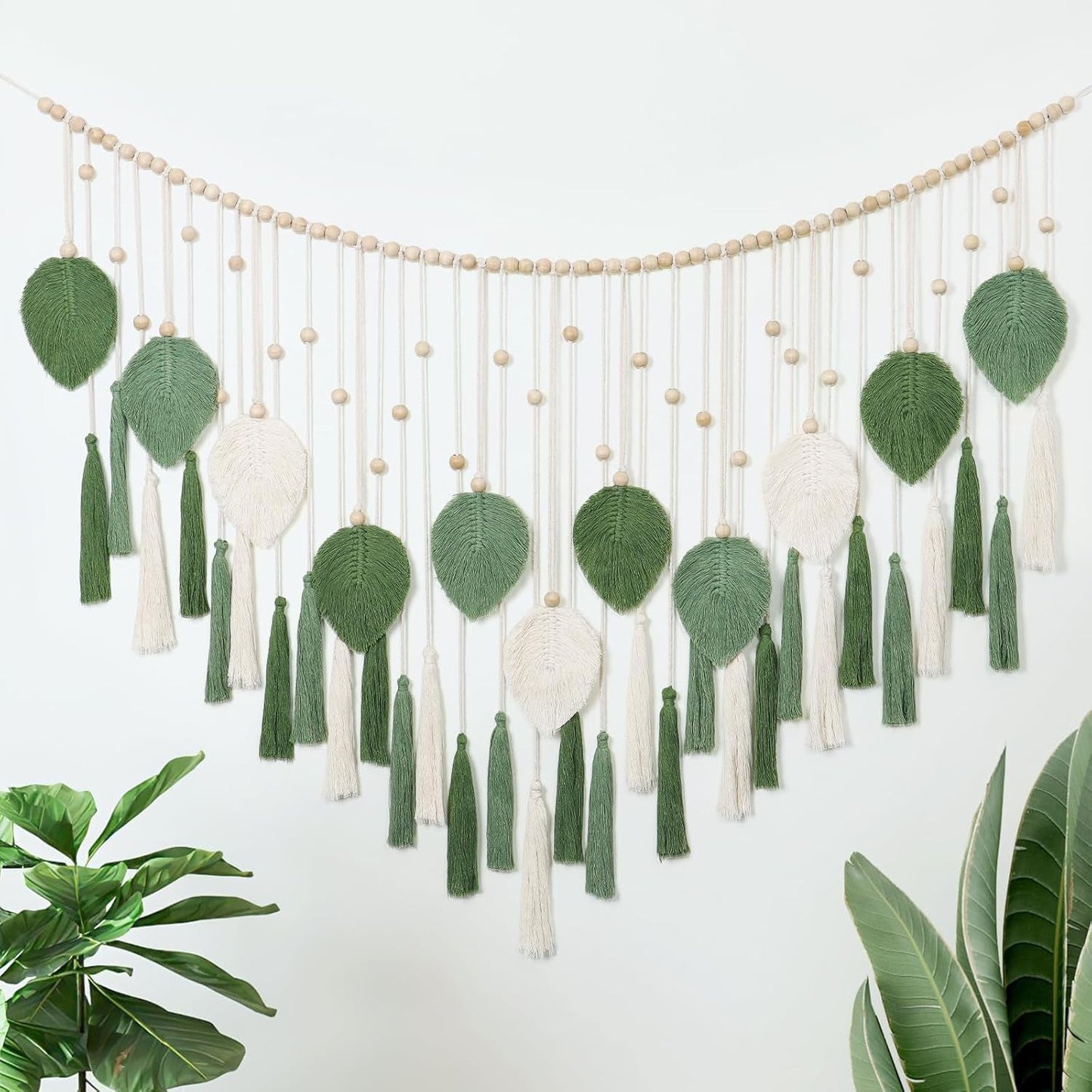 Tapiserie dremisland mare bej frunze verzi ciucure Casa - Accesorii si Decoratiuni Naty Shop Salutări