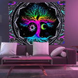 Tapiserie fluorescent tree life psychedelic moon Casa - Accesorii si Decoratiuni Naty Shop