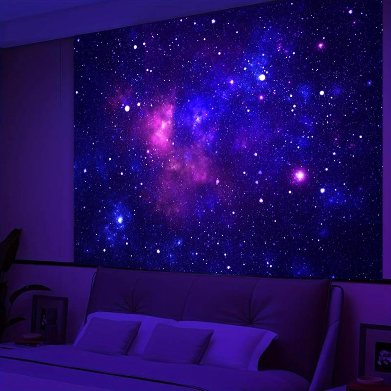 Tapiserie galaxie lumina neagra cer instelat albastru reactiv Casa - Accesorii si Decoratiuni Naty Shop