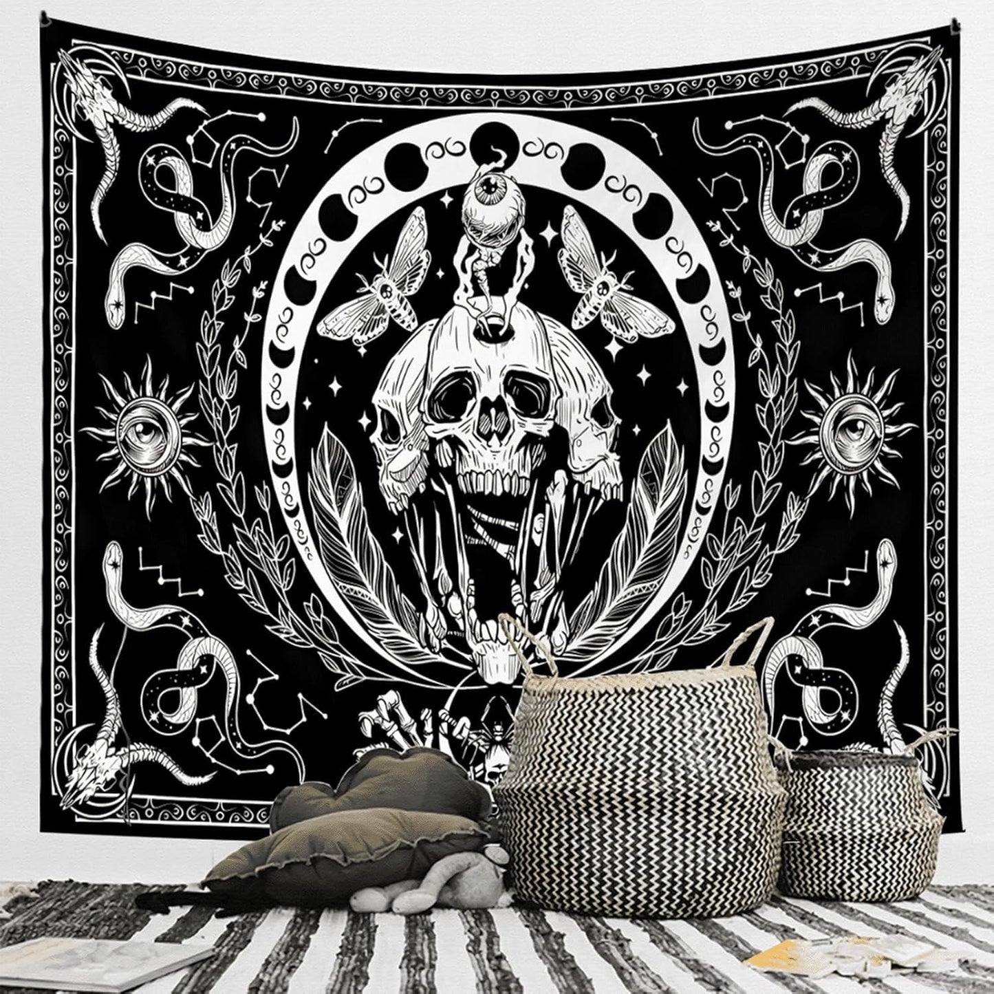 Tapiserie gothic halloween banner negru alb Casa - Accesorii si Decoratiuni Naty Shop