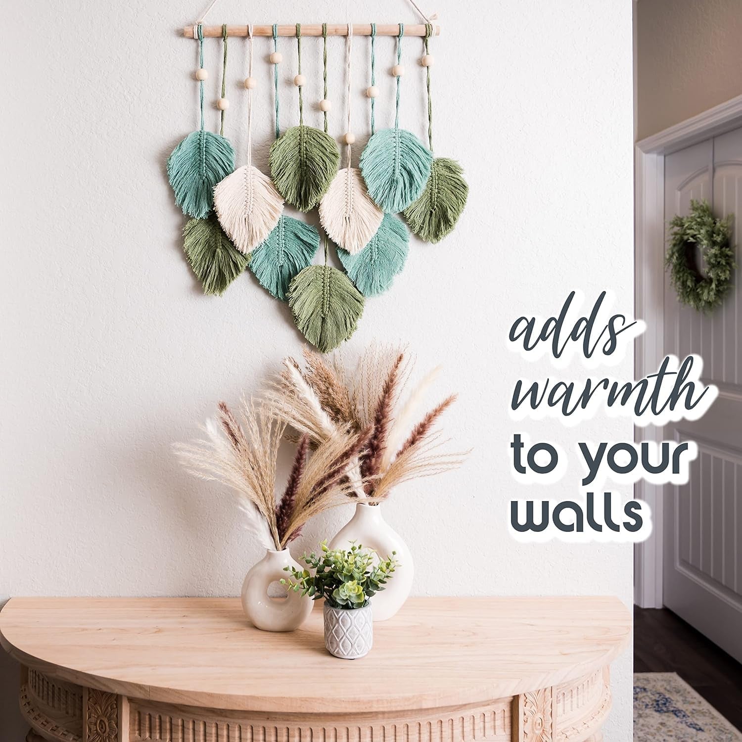 Tapiserie hanging handmade tesute frunze pana Casa - Accesorii si Decoratiuni Naty Shop