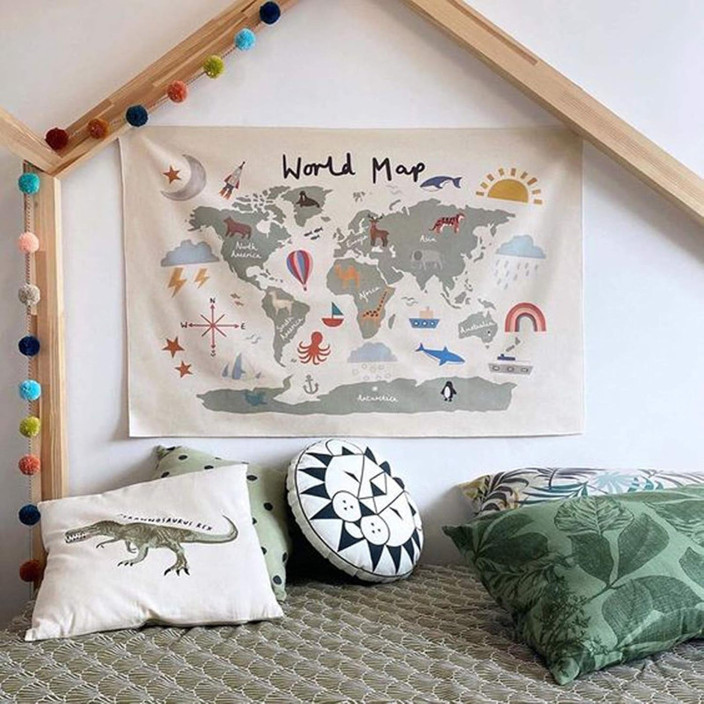 Tapiserie haokaini harta lumii patura copil fotografie Casa - Accesorii si Decoratiuni Naty Shop
