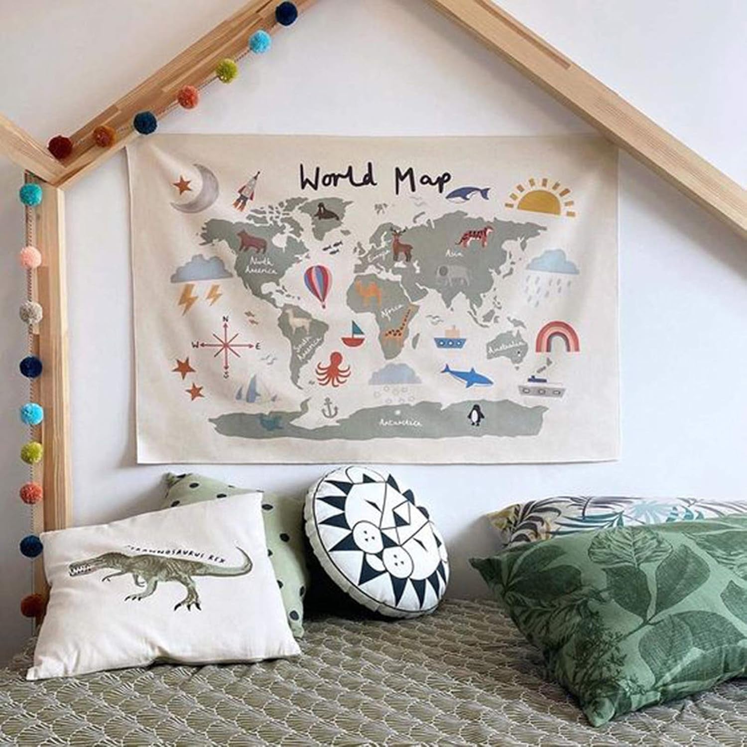 Tapiserie haokaini harta lumii patura copil fotografie Casa - Accesorii si Decoratiuni Naty Shop