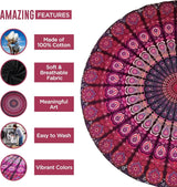 Tapiserie india prosop plaja rotund mandala hippie violet Casa - Accesorii si Decoratiuni Naty Shop