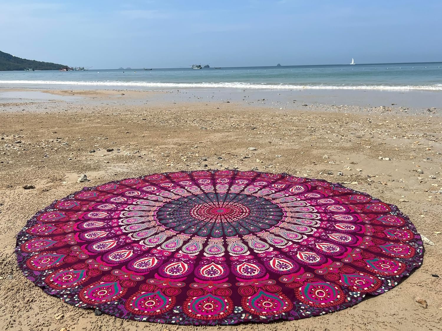 Tapiserie india prosop plaja rotund mandala hippie violet Casa - Accesorii si Decoratiuni Naty Shop