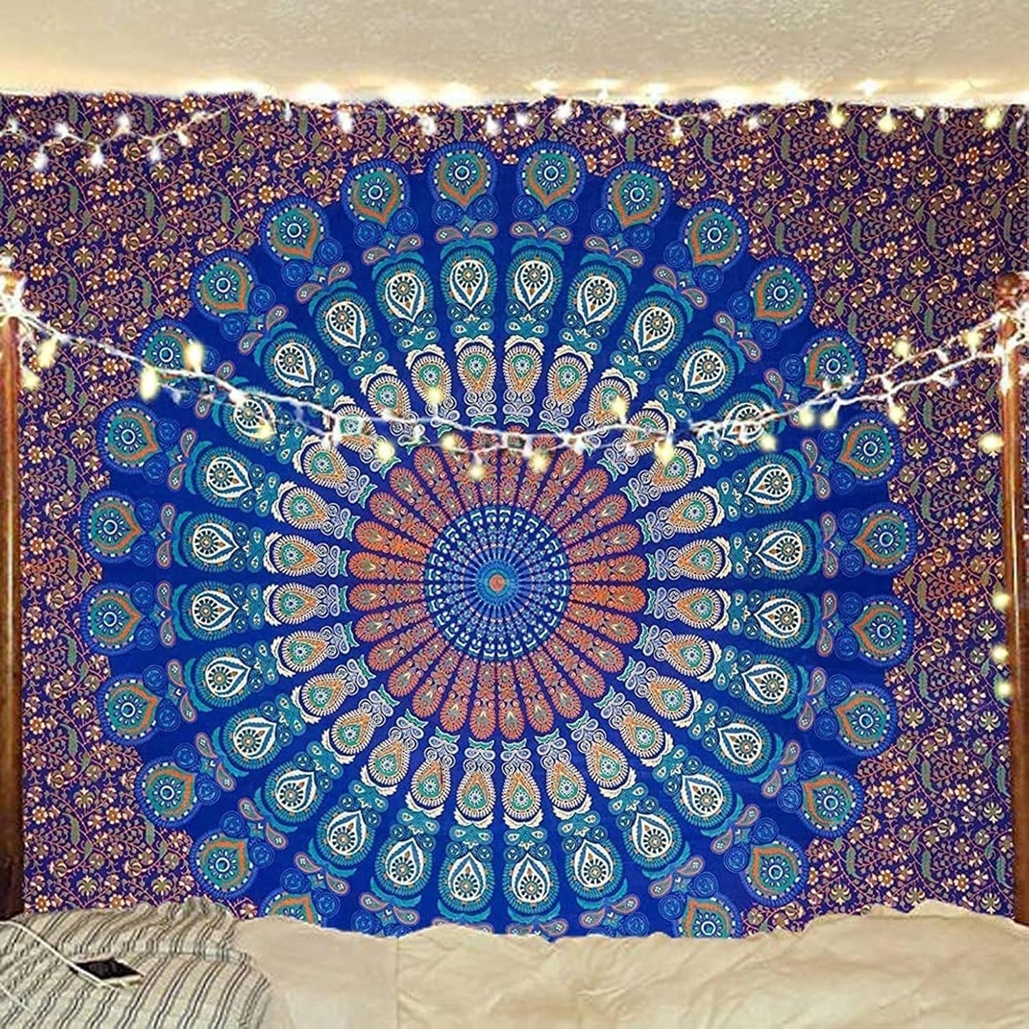Tapiserie indian psihedelic mandala albastru turcoaz elefant Casa - Accesorii si Decoratiuni Naty Shop
