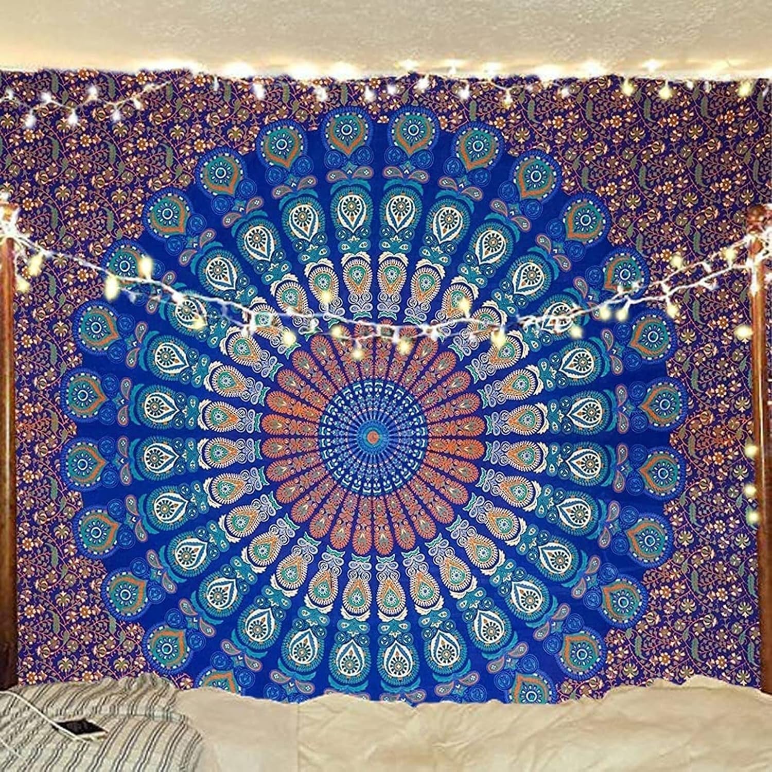 Tapiserie indian psihedelic mandala albastru turcoaz elefant Casa - Accesorii si Decoratiuni Naty Shop