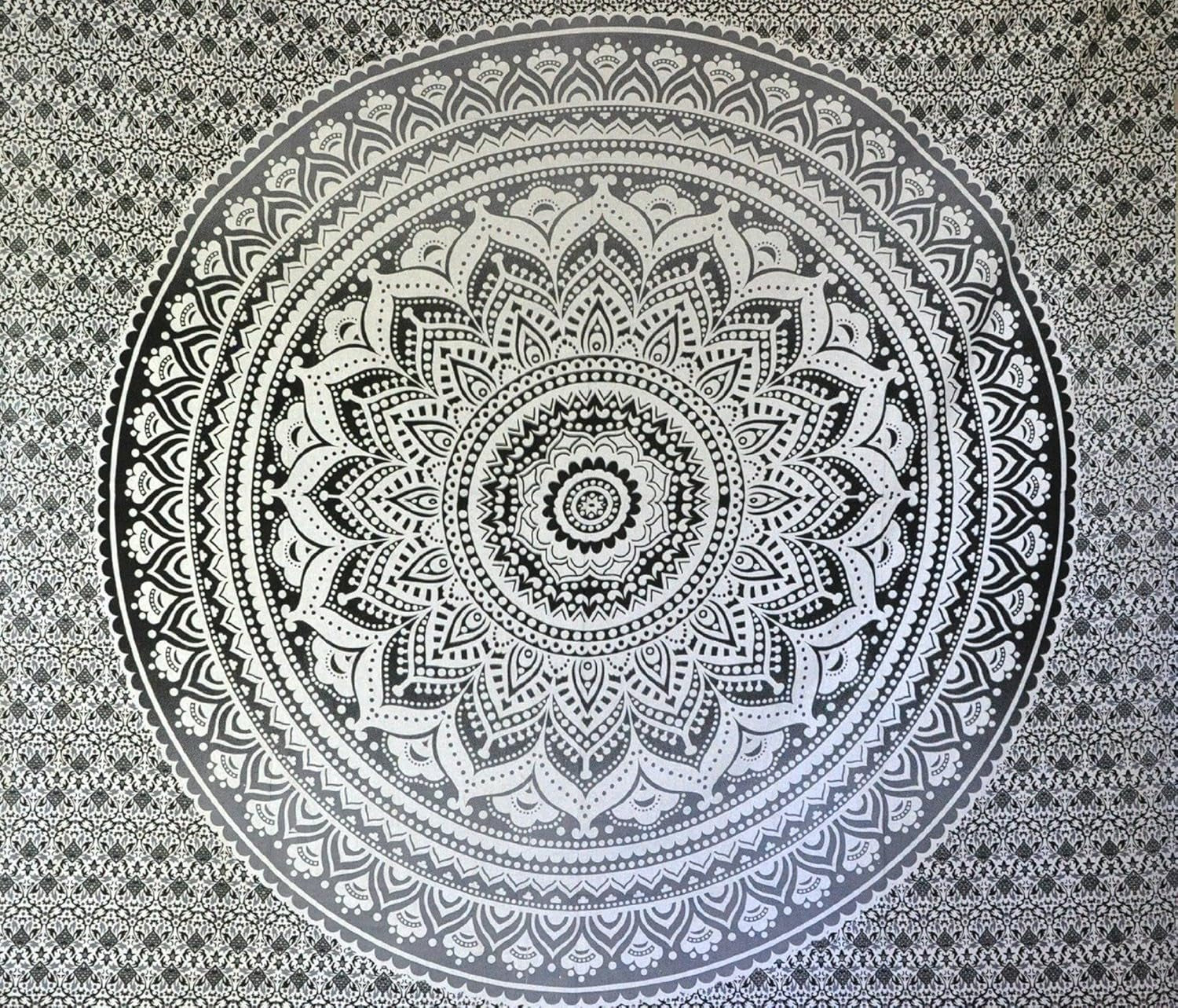 Tapiserie indian psihedelic mandala negru alb india Casa - Accesorii si Decoratiuni Naty Shop