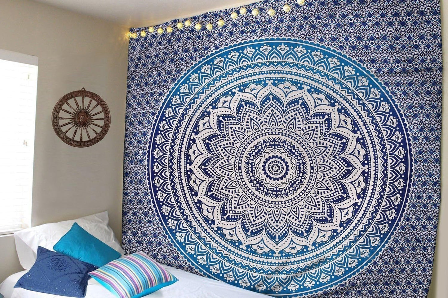 Tapiserie indiana mandala albastru estetica decorarea camerei Casa - Accesorii si Decoratiuni Naty Shop