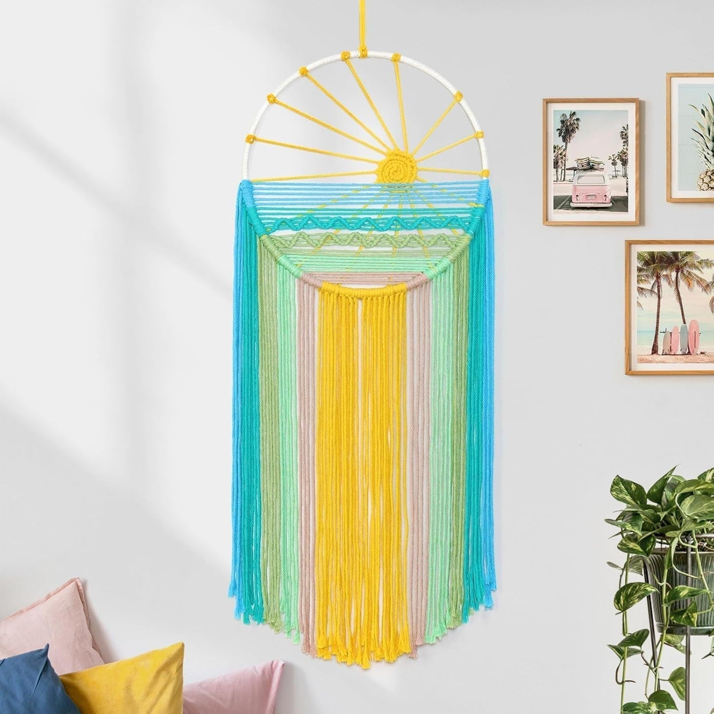 Tapiserie lomohoo dreamcatcher tapiterie model soare curcubeu camera Casa - Accesorii si Decoratiuni Naty Shop Apus de soare