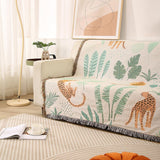 Tapiserie lumisyne double sided bumbac tesute patura arunca Casa - Accesorii si Decoratiuni Naty Shop Frunze și leoparzi