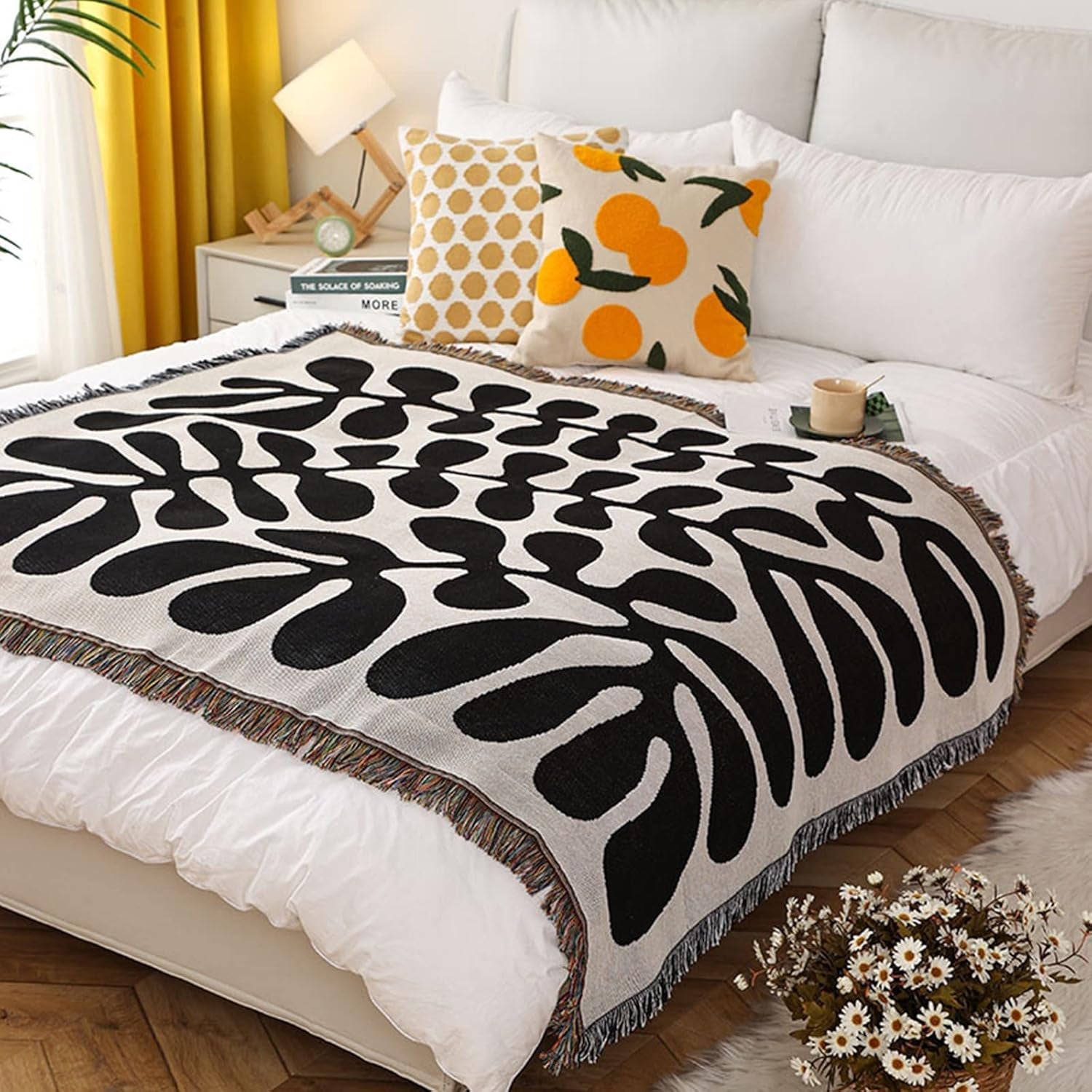 Tapiserie lumisyne double sided bumbac tesute patura arunca Casa - Accesorii si Decoratiuni Naty Shop Frunze de epocă