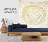 Tapiserie mandala decorare camera estetica aur alb panza Casa - Accesorii si Decoratiuni Naty Shop