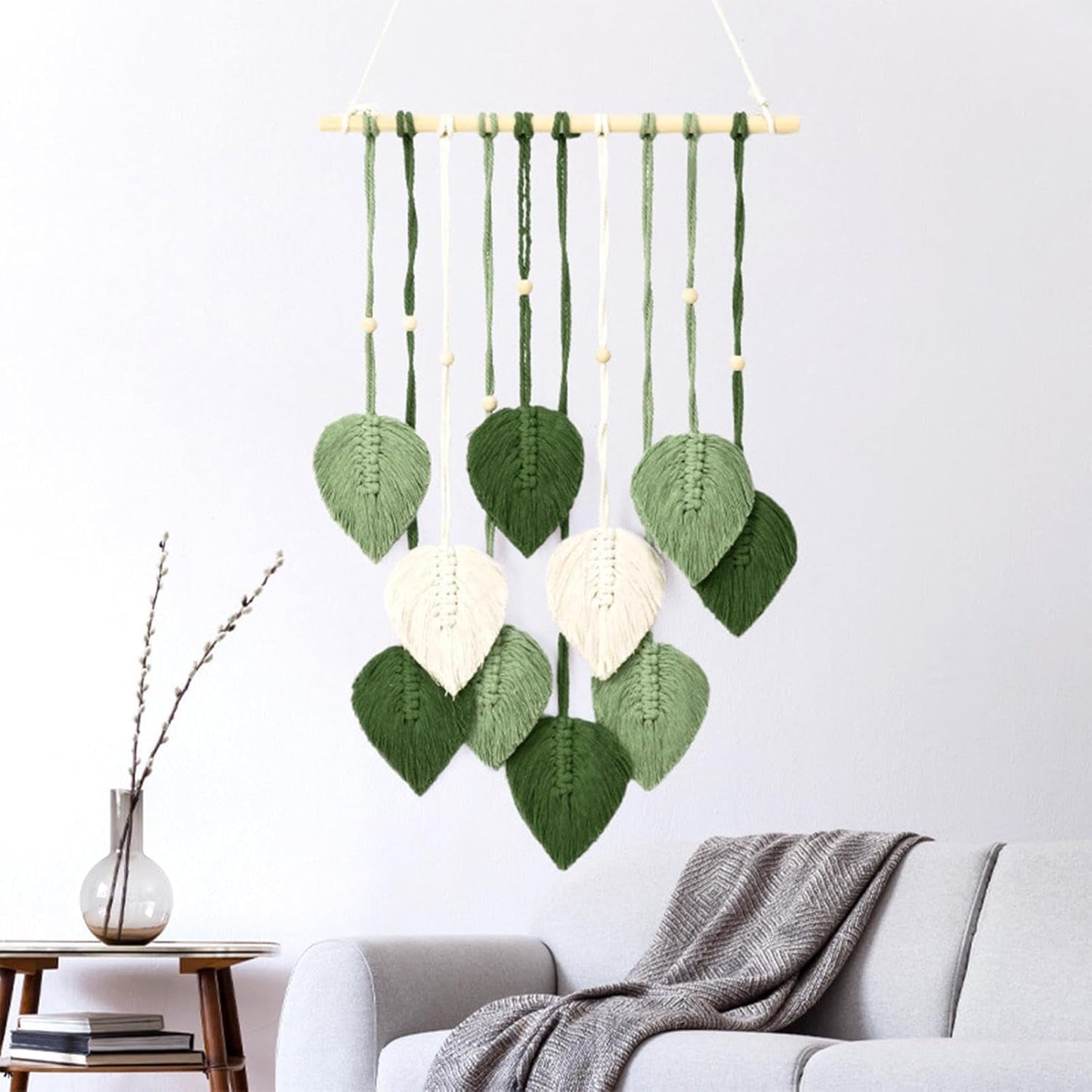 Tapiserie manual margele lemn frunze verzi Casa - Accesorii si Decoratiuni Naty Shop Salutări