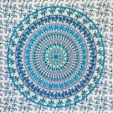 Tapiserie momomus mandala bumbac colorat desene orientale Casa - Accesorii si Decoratiuni Naty Shop Alb-albastru 135L X 210B Cm
