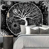 Tapiserie negru alb copac viata tapiserii faze luna Casa - Accesorii si Decoratiuni Naty Shop