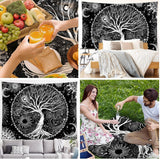 Tapiserie negru alb copac viata tapiserii faze luna Casa - Accesorii si Decoratiuni Naty Shop