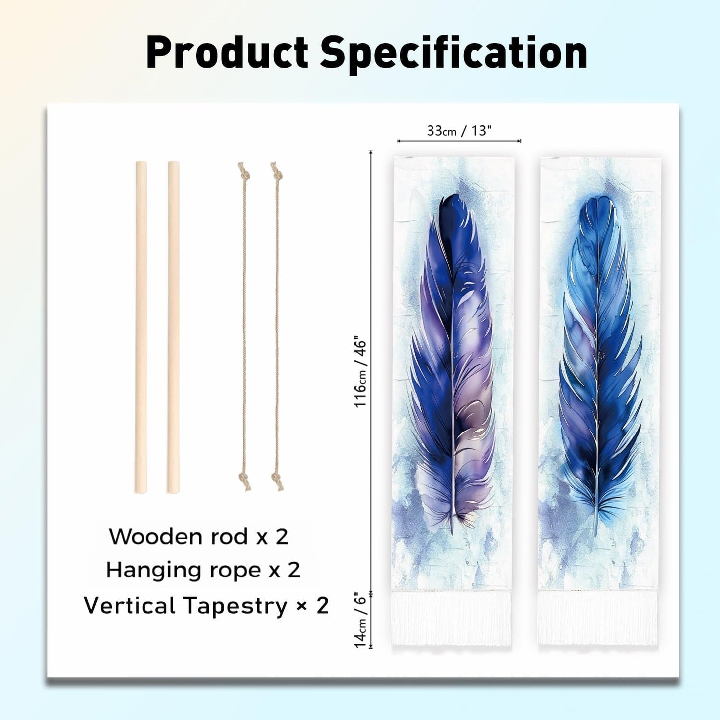 Tapiserie pligreat pack blue feather rug vertical wall Casa - Accesorii si Decoratiuni Naty Shop